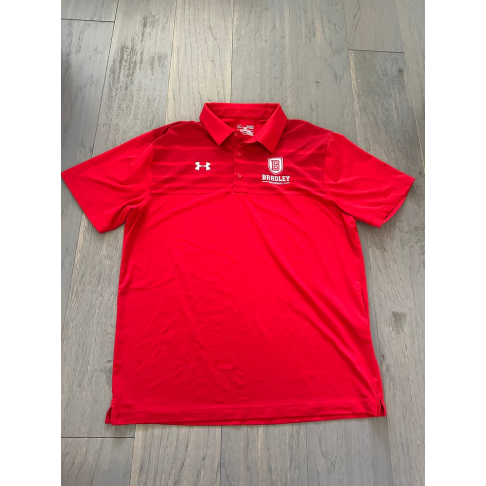 Under Armour Red Bradley University Baseball Polo Shirt Extra Large